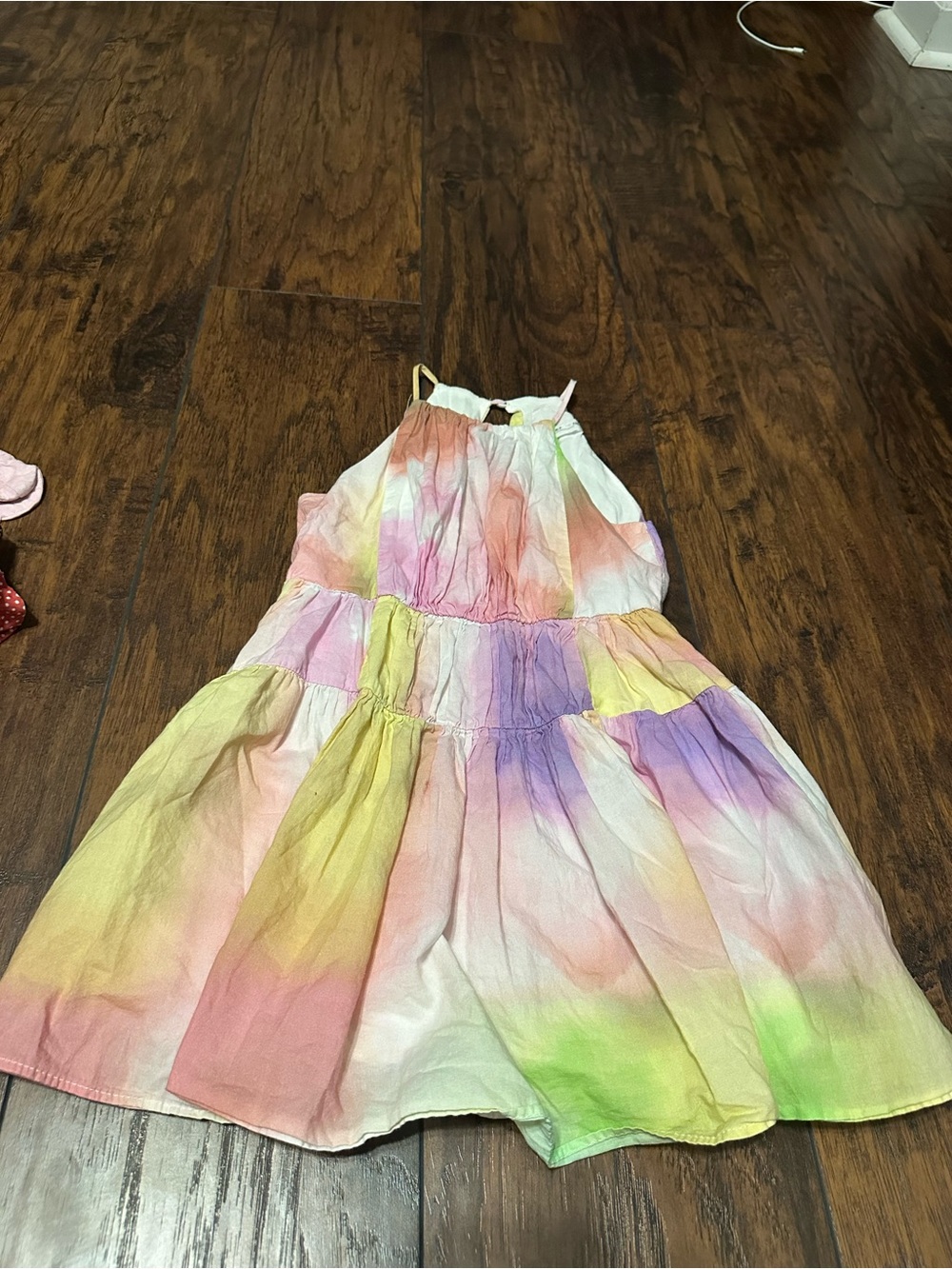 Zara Girls' Multicolor Pastel Tie-Dye Halter Tiered Dress